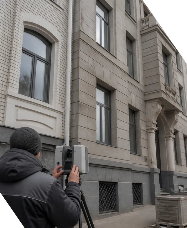 Лазерное сканирование фасадов зданий для обследования в Дедовске